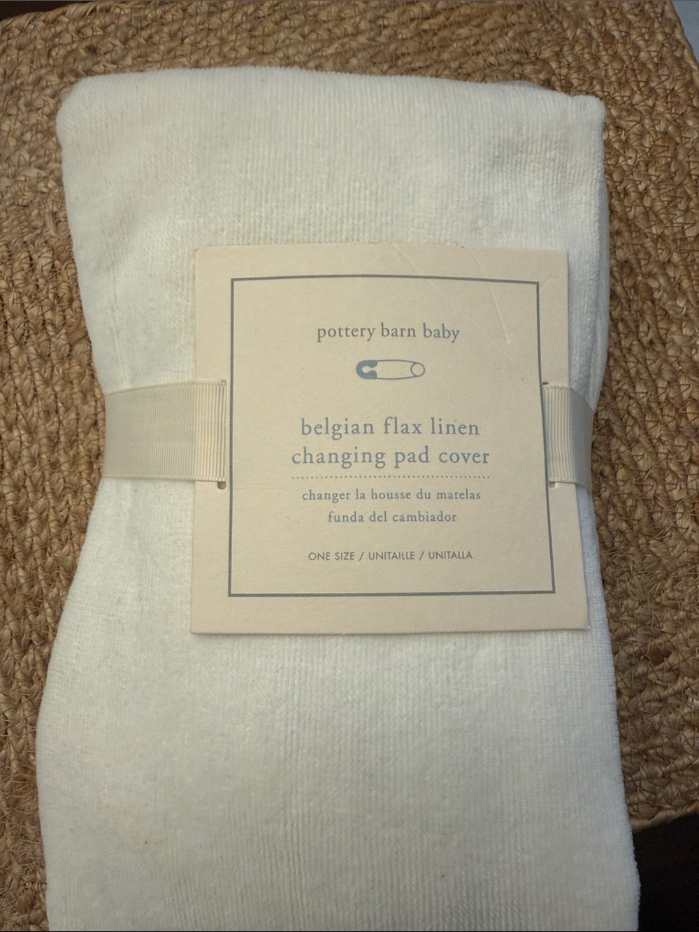 Pottery Barn Baby Belgian Flax Linen Changing Pad Cover in Cream